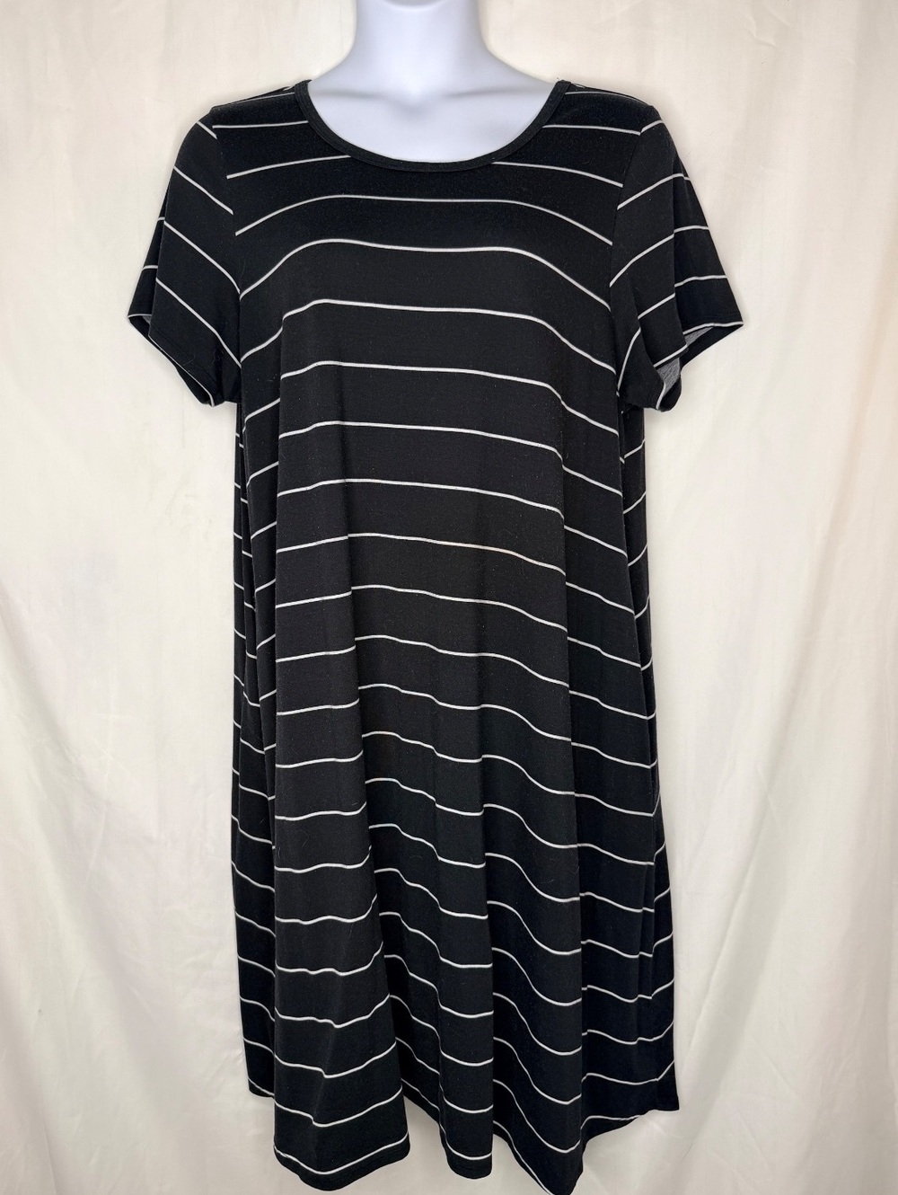 LuLaRoe Black White Striped T Shirt Dress 3XL